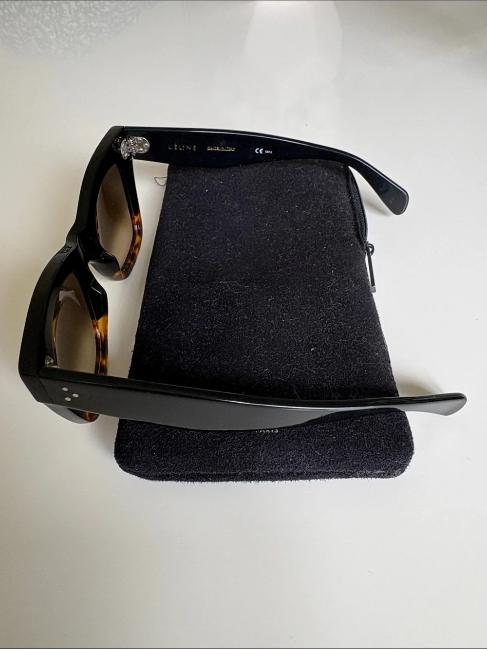 Celine Black to Tortoiseshell Gradient Square Sunglasses